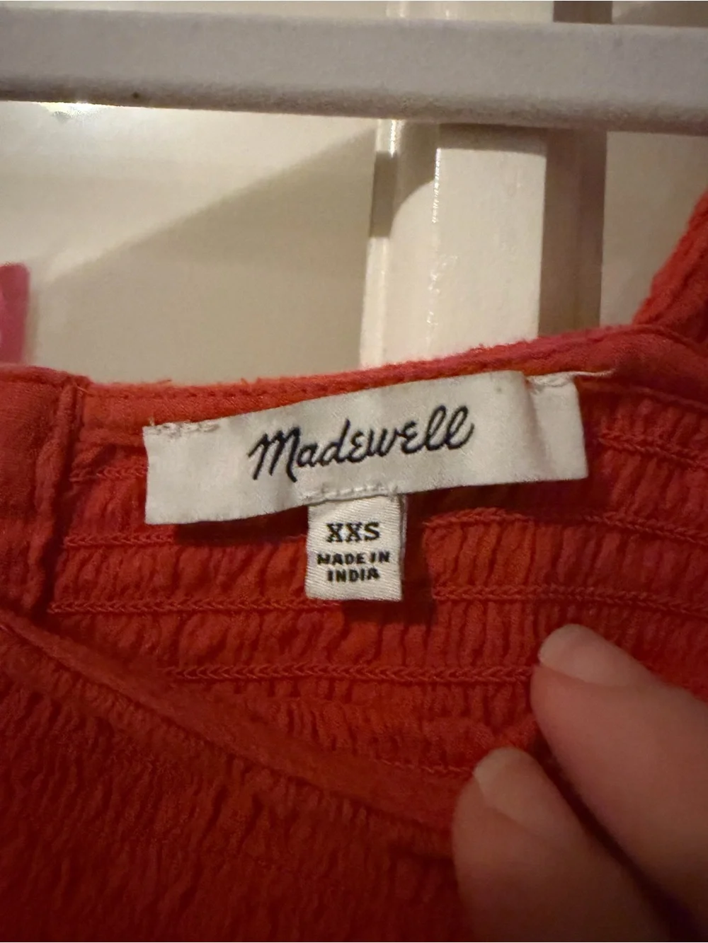 Madewell Smocked Square Neck Red Peplum Top